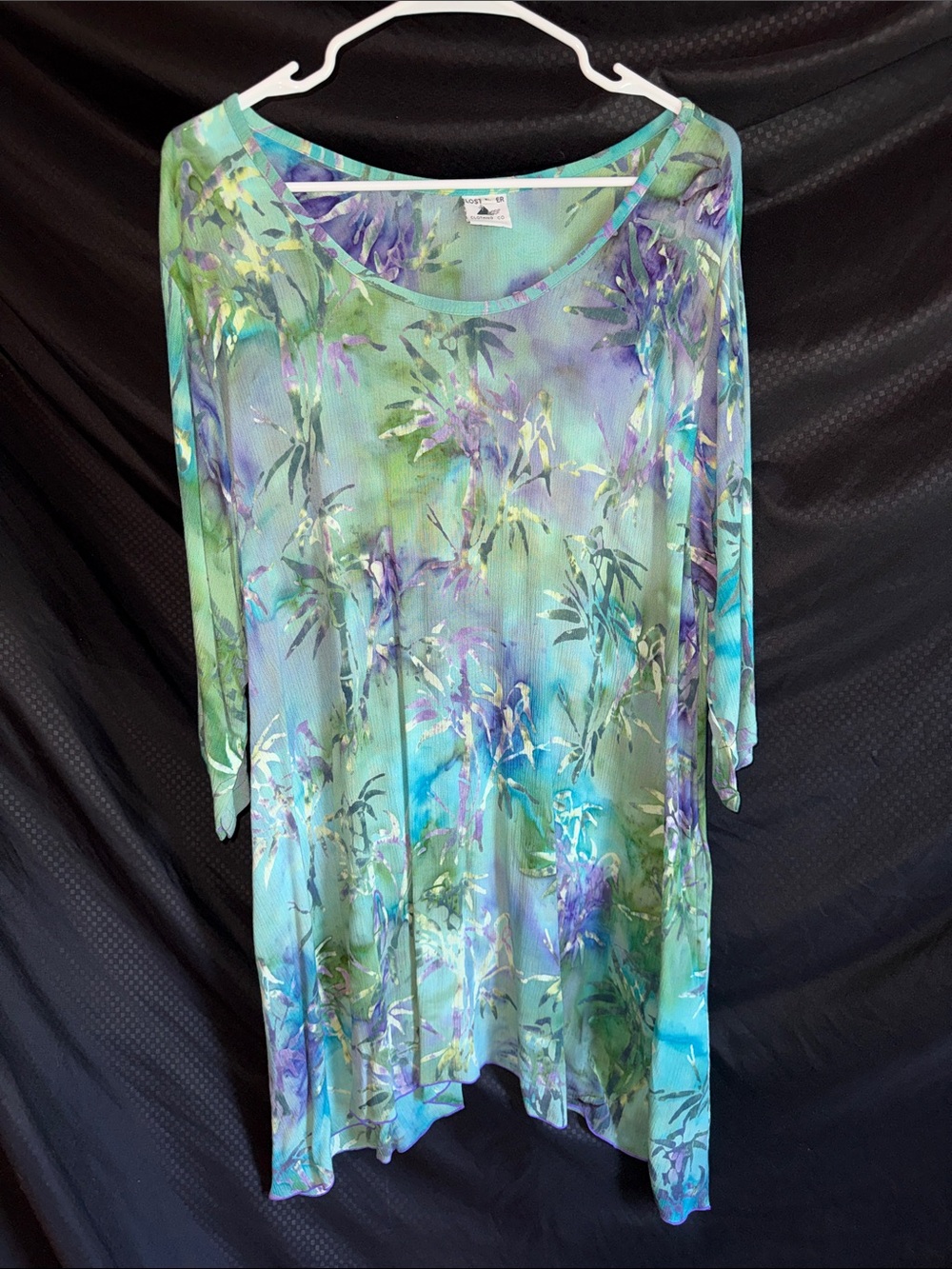 Watercolor Floral Lightweight Tunic - Green, Blue, Purple